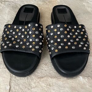 Dolce Vita Studded Black Slide Sandals